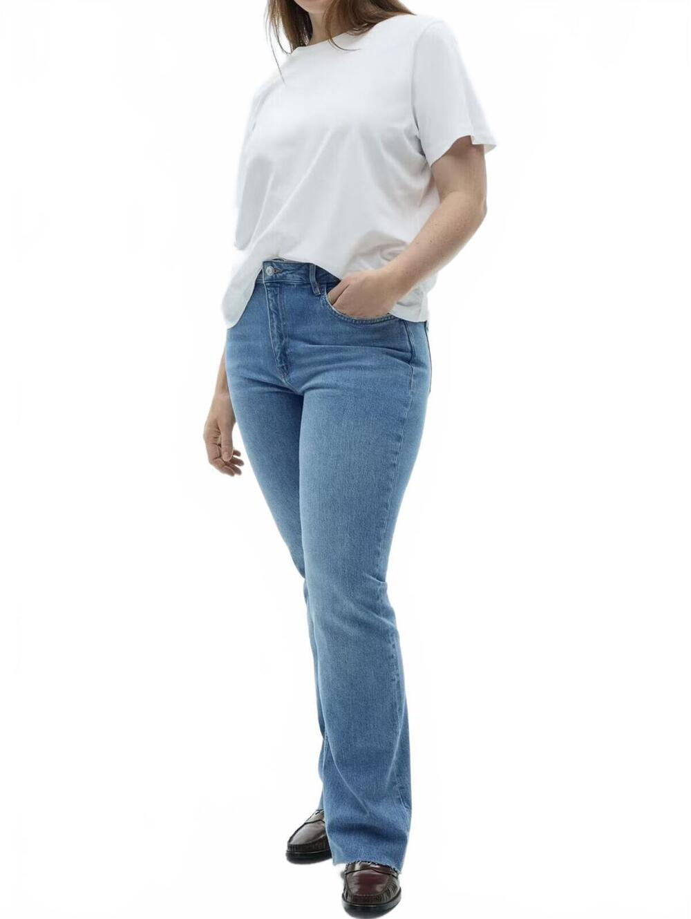 Mango Fiona Flared Mid-Rise Jeans NWT Medium Blue Size 16 / EUR 48